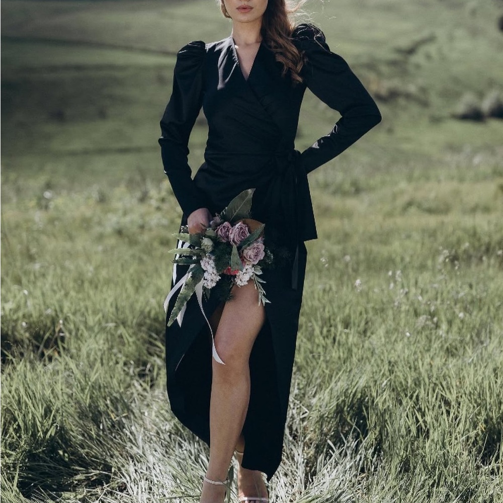 Elegant Black Wrap Dress
